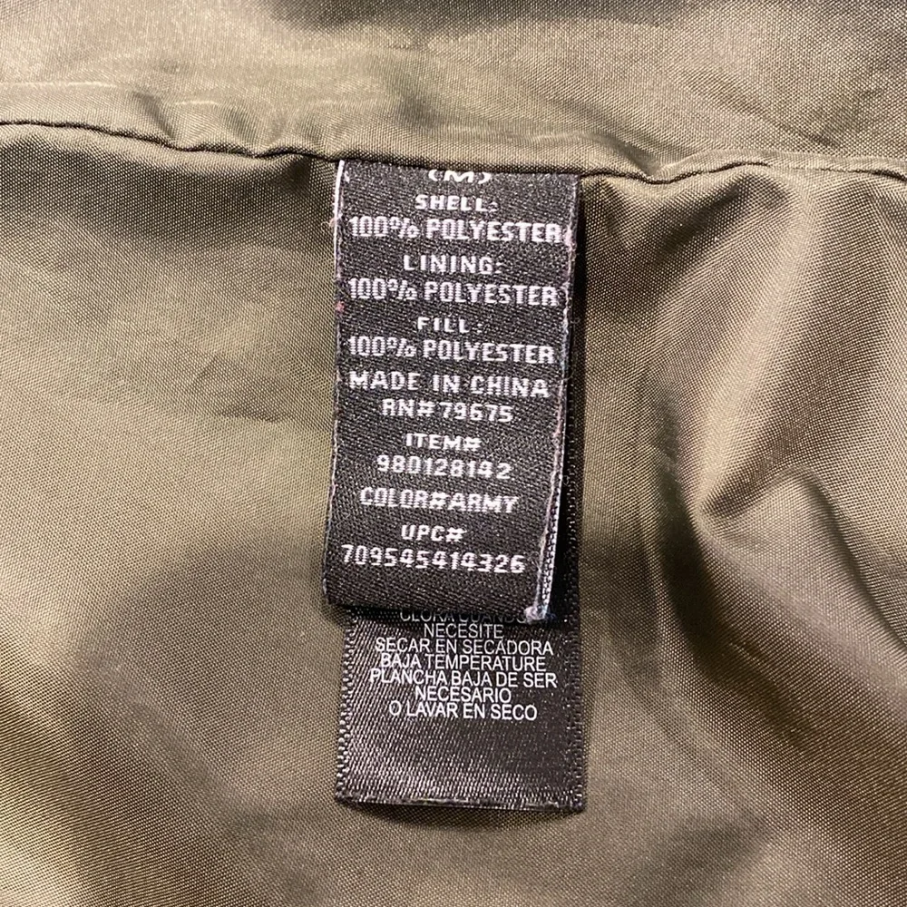 Lucky Brand Army Green Quilted Jacket Medium Full Zip Snap Coat - Picture 13 of 16